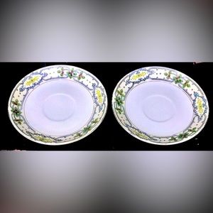 Vintage Mid Century Antique (set of 2) NORITAKE Gold Trim Teacup SAUCERS